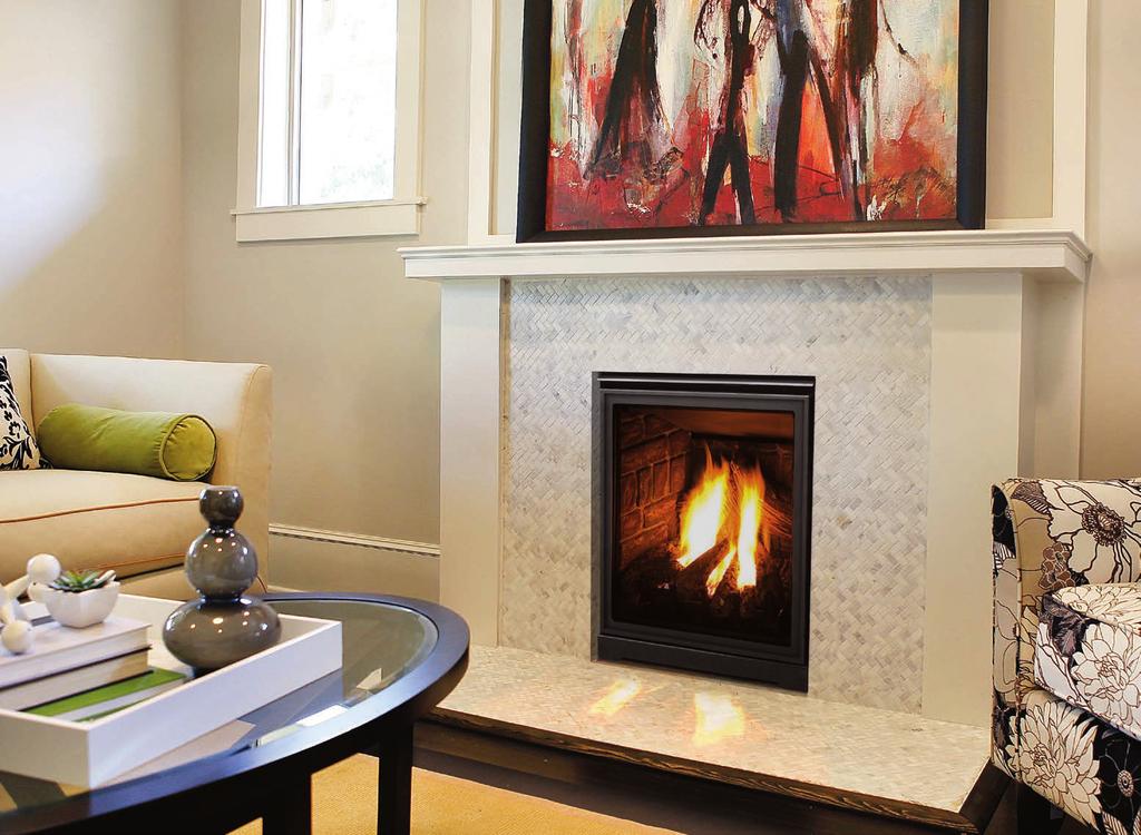 The SMALL GAS FIREPLACE Fireplace Minimal Surround, Glass Burner with Porcelain Liner