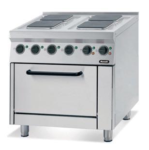 6 kw - Hot plate dimension 230 x 230 mm - 6 heating levels - Temperature 50-300 C - Oven 6 kw - Cabinet in Stainless Steel SUS 304 execution, Norm H 2 - Orbital finished top panel 2 mm thickness -