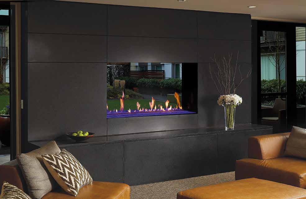 The See-Thru can serve as a stylish viewing window between two rooms, or provide a breathtaking display of ee-thru fire to the center of large rooms and outdoor living spaces.