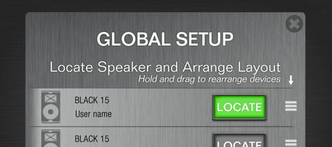 Global Setup Page Tap a Locate button to