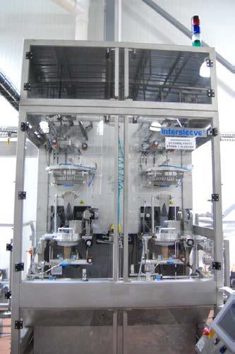 ASEPTIC LINE PACKAGING EQUIPMENT - (HW) Labelers Fuji Intersleeve Shrink Sleeve Labeler, Model SA4300DE with Steam Shrink Tunnel with 6- Sections, (2) Sleeve Application Modules, Extended Infeed and