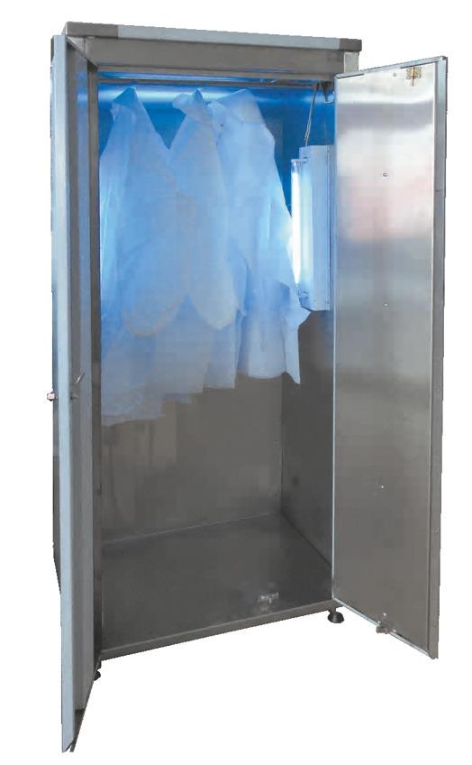 Changing Room Cabinets & Mats: Overcoat Sterilization Cabinet - Twin Stainless Steel lockers BESPOKE CUSTOMER