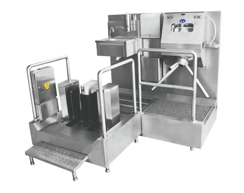 Entry Control Hygiene Station Sole clean, disinfection and hand with turnstile The snt-1220 offer the optimal cleaning of shoe soles and hand before entering production area.