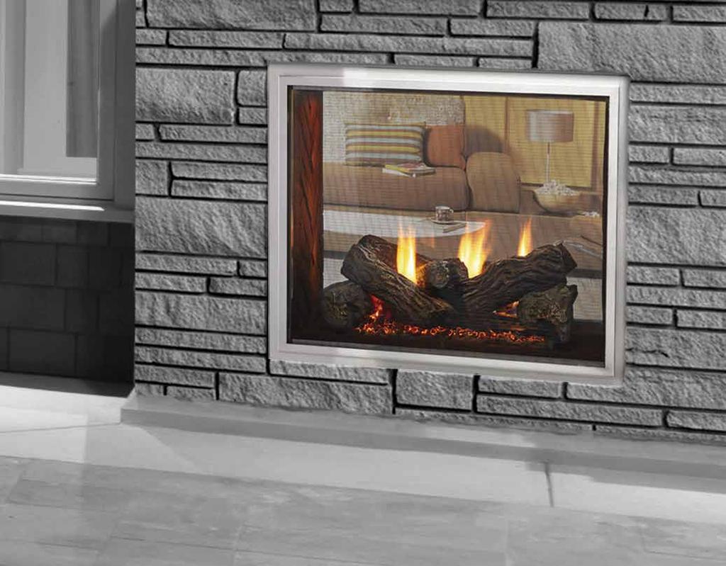 30 " FORTRESS INDOOR/OUTDOOR GAS FIREPLACES Seamlessly integrate your indoor and outdoor space with the Fortress see-through gas fireplace.