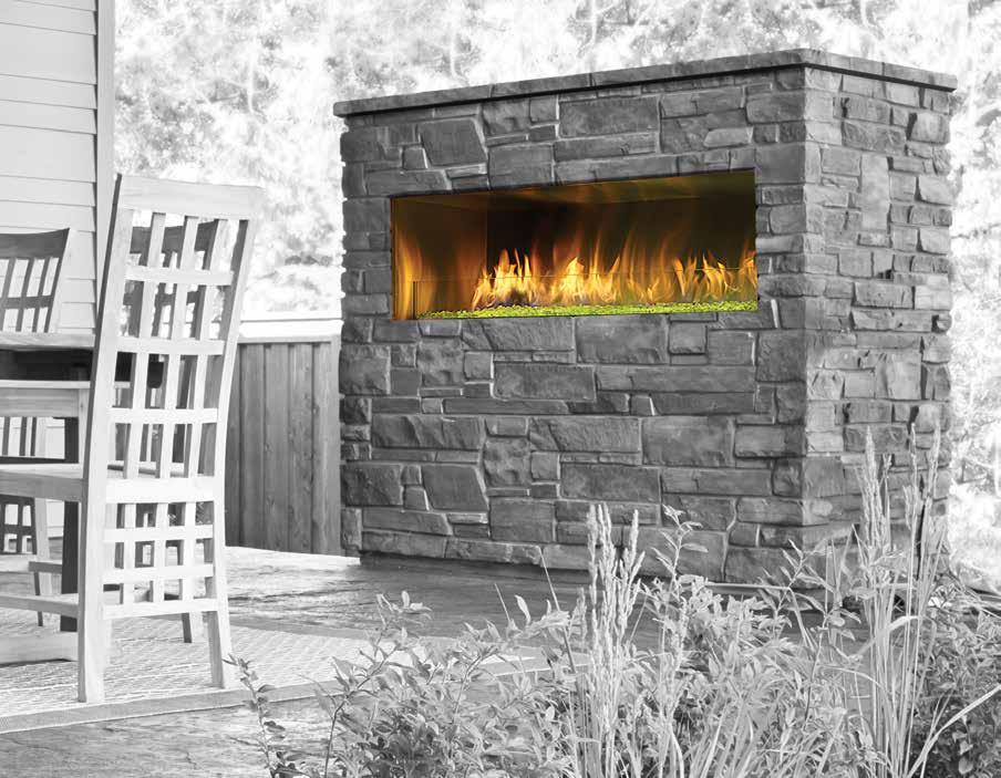 48 " PALAZZO OUTDOOR GAS FIREPLACE The Palazzo is a new kind of outdoor fireplace. This innovative fire feature resists the harshest elements with tough marine grade stainless steel.