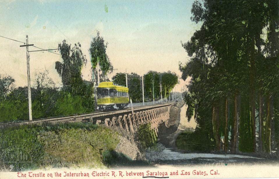 [116] The trestle on the Interurban Railway. Many of Mrs. Hare's images appeared on postcards and are now avidly collected.