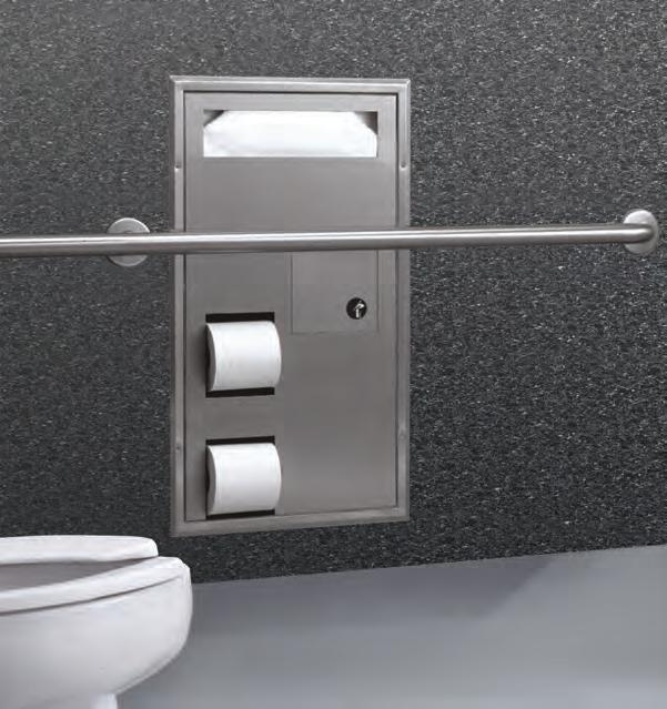 Toilet Compartment Accessories Dimensions typical for all partition-mounted models with toilet-seat-cover dispensers.