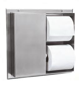 13 1 /4 " 340mm 12 15 /16 " 315mm 1/2 " 2" 12 50mm B-386 PARTITION-MOUNTED MULTI-ROLL TOILET TISSUE DISPENSER (SERVES 2 COMPARTMENTS) Satin-finish stainless steel.