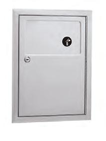 B-4353 ConturaSeries RECESSED SANITARY NAPKIN DISPOSAL Satin-finish stainless steel. Self-closing door pulls down for access to disposal. Furnished with removable, leak-proof, 1.