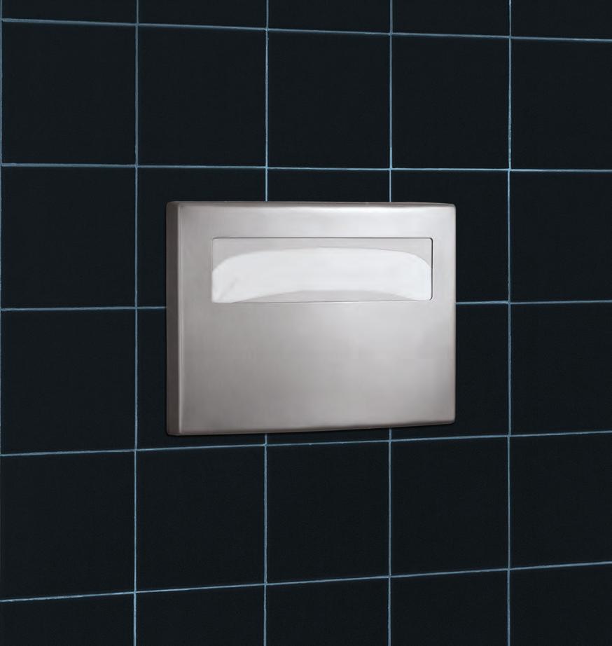 Toilet Seat Cover Dispensers B-4221 ConturaSeries SURFACE-MOUNTED SEAT-COVER DISPENSER Satin-finish stainless steel.