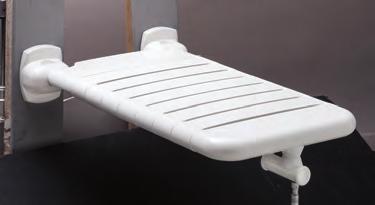 NEW B-918116L OR B-918116R BARIATRIC FOLDING SHOWER SEAT WITH LEGS ADA-compliant wall-mounted solid phenolic, foot-supported. When properly installed supports up to Maximum static load of 1102 lbs.