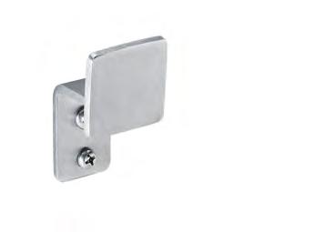 B-672 DOUBLE ROBE HOOK Bright-polished stainless steel. Contoured 4" wide bar forms hook at each end. Flange is 2" x 2". Projects 2 5 16" from wall.