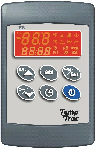 3. DISPLAY AND INTERFACE UPPER LED READOUT LOWER LED READOUT KEYBOARD SET UP DOWN CLOCK EXT - Displays and modifies the temperature set points.