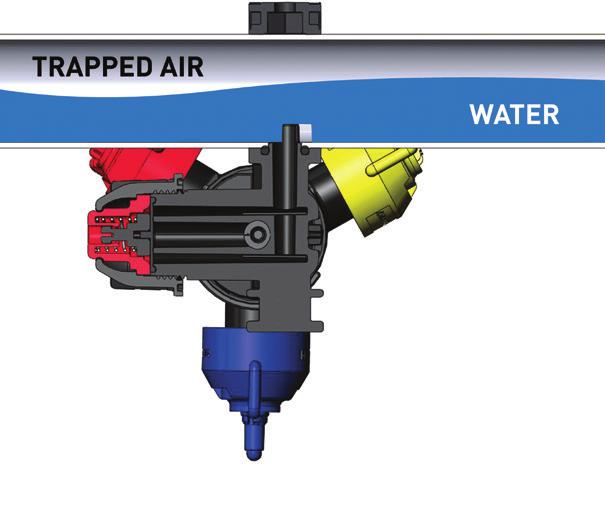 This trapped air causes a delayed response in nozzle shut off (up to seconds in some cases).