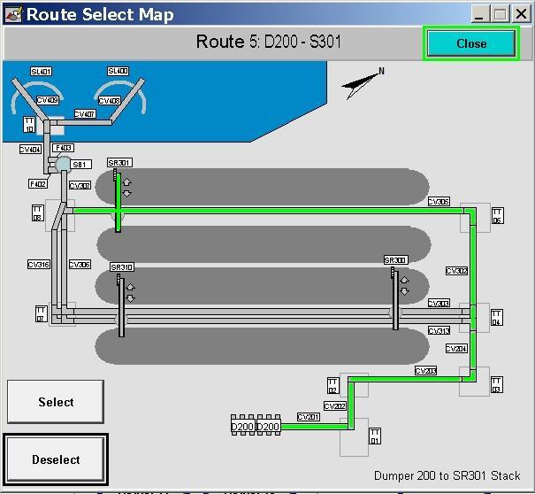5.3 Route Selection Map When a Route Request Button is pressed, a routing map will pop up showing the route details, the route number, route descriptive text, a Select button and a