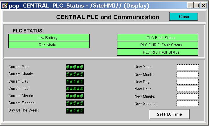 6.0 PLC Status The PLC Status may be accessed from the button on the Title Bar and then the desired PLC may be selected from the PLC Navigation pane as described in Clause 2.0 above.