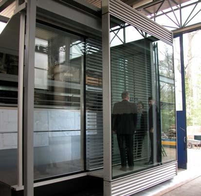 Type Comments Image Double facade While external blinds can be exposed to the elements, often another layer of glass (double façade) is provided to provide protection from wind and allow access for