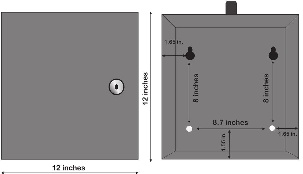 Figure 2: Inside & Outside Mounting Dimensions for the 5. There are two 12 V batteries required if the internal backup battery is to be used.