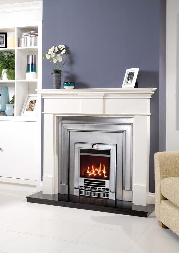 Logic HE Balanced flue with Coal-effect fuel bed, shown with Polished Winchester complete front.