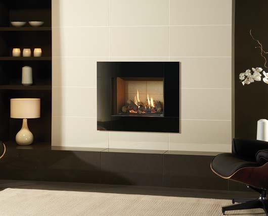 Riva2 500 Conventional and Balanced flue high efficiency UP TO 82% High efficiency fire with virtually invisible glass front Choice of five linings - Brick-effect, Ledgestone-effect, Black Reeded,
