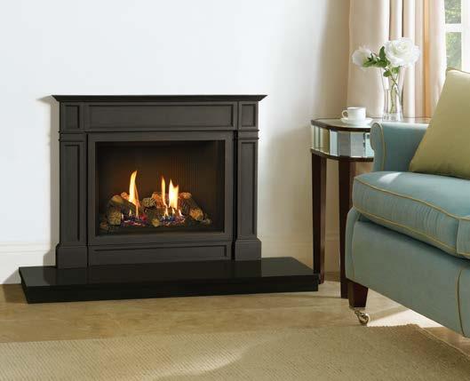 Riva2 500 high efficiency UP TO 82% Conventional and Balanced flue High efficiency fire with virtually invisible glass front Choice of five linings - Brick-effect, Ledgestone-effect, Black Reeded,