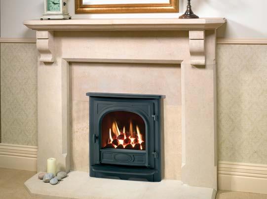 pages 28-31. Logic HE Conventional flue fire with Coal-effect fuel bed, shown with Stockton Inset complete front.