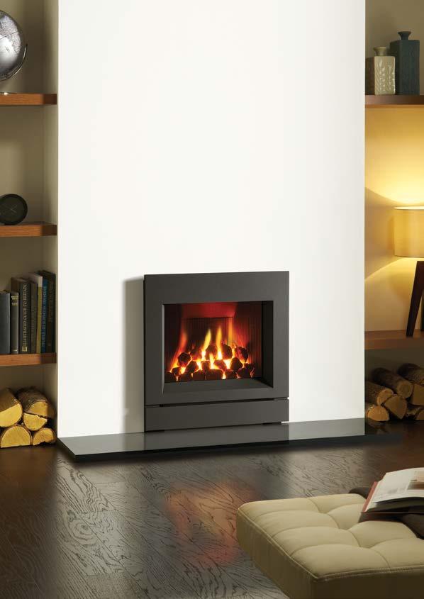 Logic Conventional flue Hotbox UP TO 60% efficient Radiant heating Heat reflective lining Fits into standard 410 x 560 x 250mm (w x h x d) fireplace opening No additional room ventilation normally