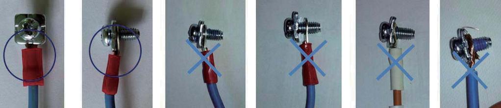 There shall be no empty space between Ring terminal and Screw after Clamp.