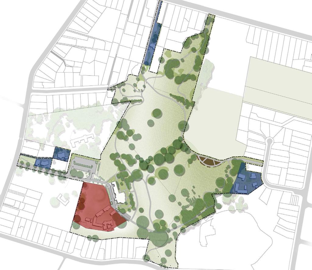 1.3 Existing Conditions MT ALBERT RD LEGEND: HILLSBOROUGH RD Park Boundary Tree Locations Planter beds Footpath Recent acquisitions, not yet incorporated into park BUDOCK RD Knoll Seymour Park