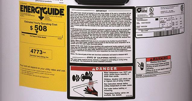 Water Heater Installation Labeling All water heaters are manufactured with labeling that