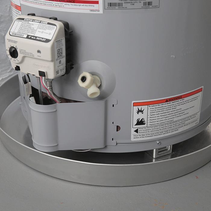 Water Heater Installation Drain Pan The water heater should be installed in a drain pan when if it is located in an area where a leak would cause