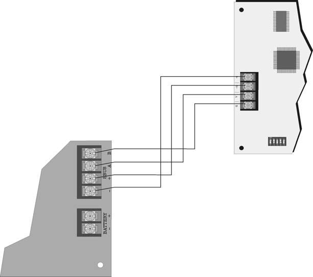 Make connections as shown in Figure 4-18. After the 5880 is connected to the panel, it must be added to the system.