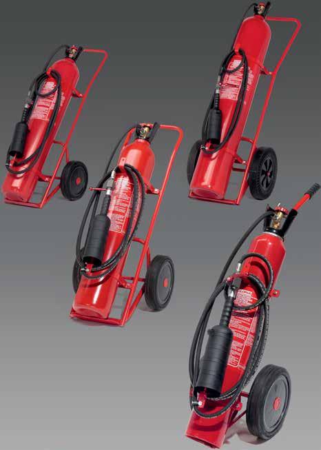 38 Mobile fire extinguishers Large-sized mobile fire extinguishing devices CO 2 Refillable CO 2 wheeled units EN 1866, MED The devices are compliant with the Directive 96/98/EC on ISO 9001:2008