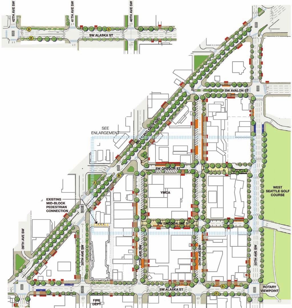 The Triangle - Streetscape Concept (Interim) An interim or near-term version of the recommended streetscape concept is provided for the Triangle area.