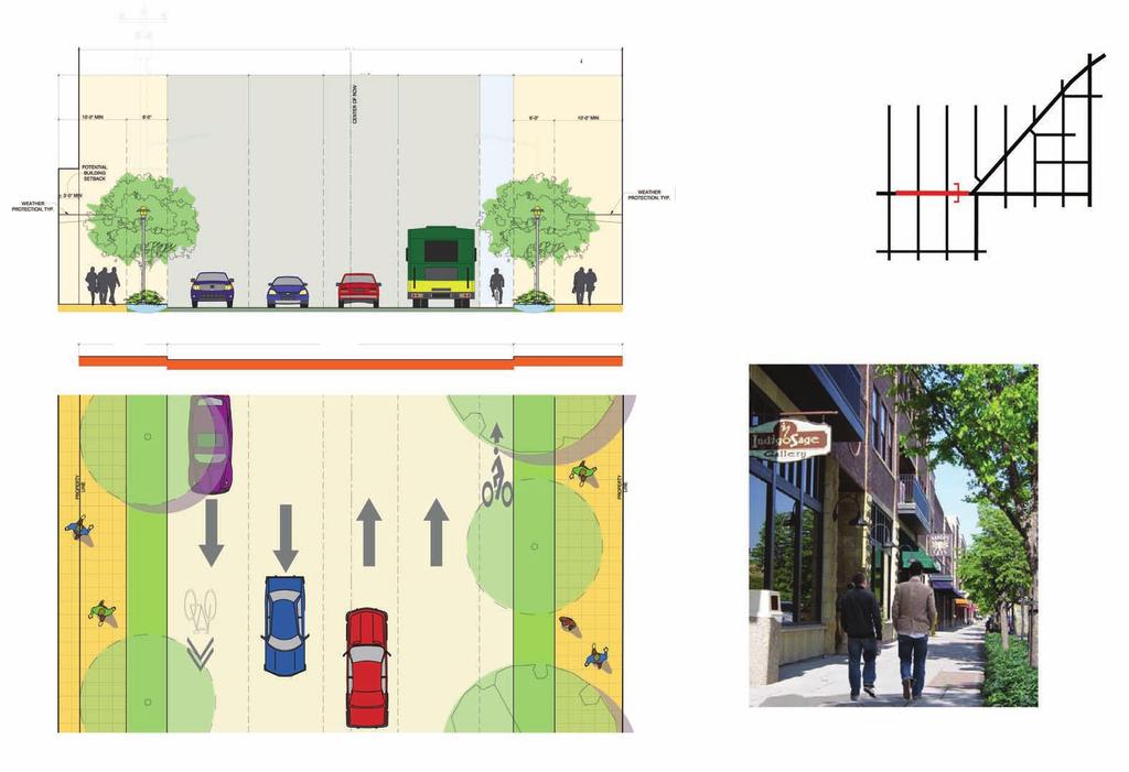 STREETSCAPE CONCEPT PLAN SW ALASKA STREET PROPOSED SECTION AND PLAN Ped. Zone Sharrow Drive Lane 80 ROW Drive Lane Drive Lane Bike Lane Ped.