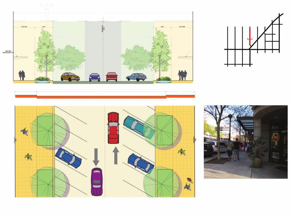 Ped. Zone Back-in Angle Parking STREETSCAPE CONCEPT PLAN 39TH AVE SW (ALTERNATIVE 1) PROPOSED SECTION AND PLAN Drive Lane 100 ROW Drive Lane Back-in Angle Parking Ped.