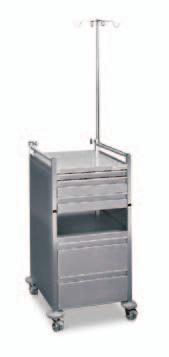 ANAETEIA CABINET AND TROEY 2-330 Anesthesia trolley cabinet - assists two movable tabletops under main table top four same size drawers in two vertical rows in upper part of trolley drawers on ball