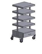 castors with diameter 100 mm, two castors with brakes 2-550, 2-551 650 550 1300 2-552 Trolley for medical devices four fixed shelves and drawer in lower part of trolley distances between shelves: 180