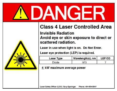APPENDIX G: ANSI Z-136.1-2014 Laser Warning Sign Examples The laser warning sign format must be in compliance with the ANSI Z535 series of standards that include ANSI Z535.