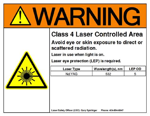 Along with the updated sign appearance, the signal word meanings have been revised and are to be used on the laser warning signs as follows, according to ANSI Z13
