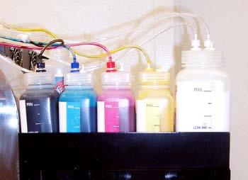 Color Ink Bottles - ¾ of the way up to the full line White Ink Bottle - ½ of the way up to the full line Note: As you perform initial test