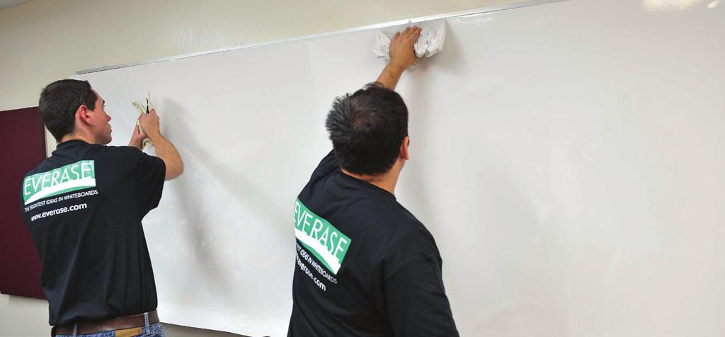 Thanks to the product s pressure-sensitive adhesive backing, Everase can be effortlessly applied onto any clean chalkboard, painted metalboard, stained whiteboard or smooth wall surface.