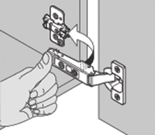 Pull the locking lever at the end of the hinge and lift the hinge arm off the base plate.