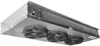 CEILING-TEMP DUAL DISCHARGE - LOW SILHOUETTE UNIT COOLERS Center mount with two way air discharge. Designed for applications that require minimal coil height. AIR DEFROST S EC Motors PSC¹ Approx.