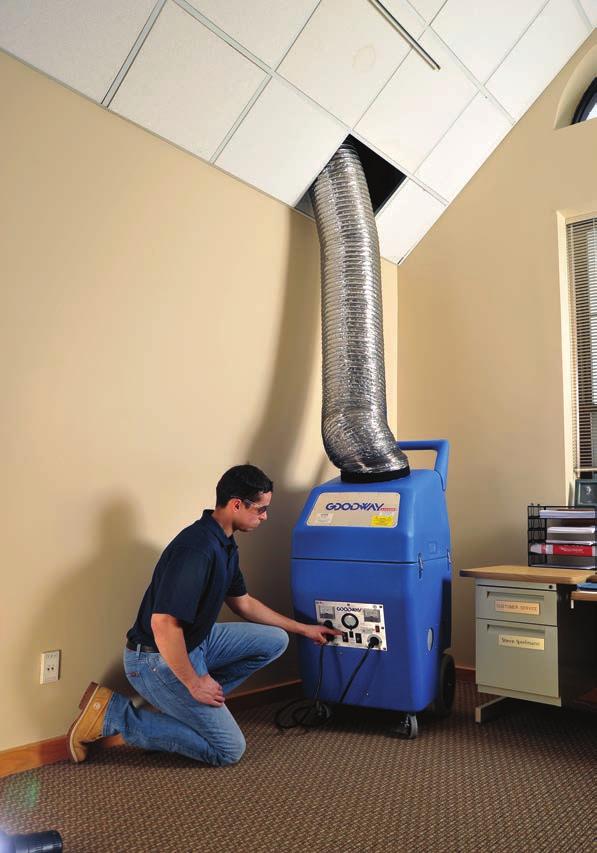 three-stage filtration system exhausts air cleaned to HEPA standards.