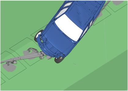 towards towards Under the 25 impact at 62 mph (100 km/hr), the single-faced guardrail is capable of redirecting the vehicle, satisfying the MASH Test Level 3 (TL-3) requirements.