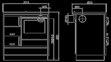 ceramic cooking hob panel (only flue side and rear exits available) user friendly air