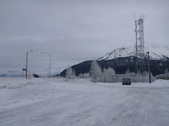 Seward Highway 75 to 90 Figure 19. View to the north from KOP 4. The tall utility tower is dominant in the foreground and obscures the view toward the Twentymile River.