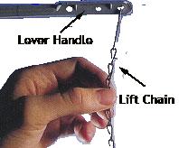 Adjust the lift chain so it hangs straight from handle lever, with about one-half inch of slack.