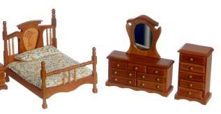 Bed Set/3 T778 - Pecan Dresser w/mirror T777 - Pecan Chest of Drawers T7756 2 Pecan